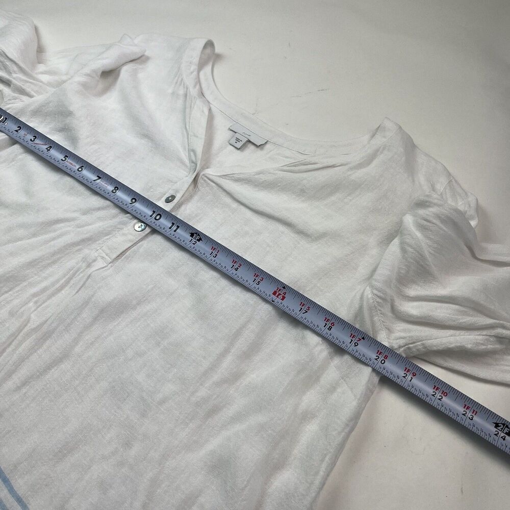 J Jill Linen Tunic Top M White Blue Striped - Picture 6 of 12